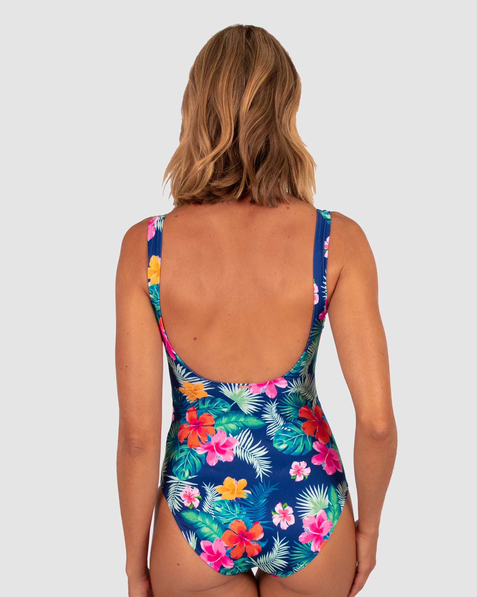 NAVY FLORAL TROPICAL D CUP ONE PIECE 