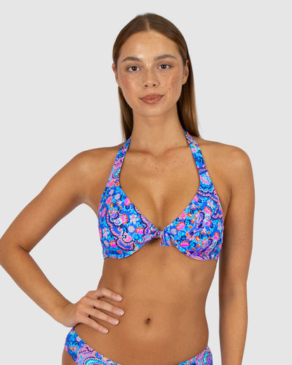 South Beach B-D Cup Retro Halter Bikini Bra Top