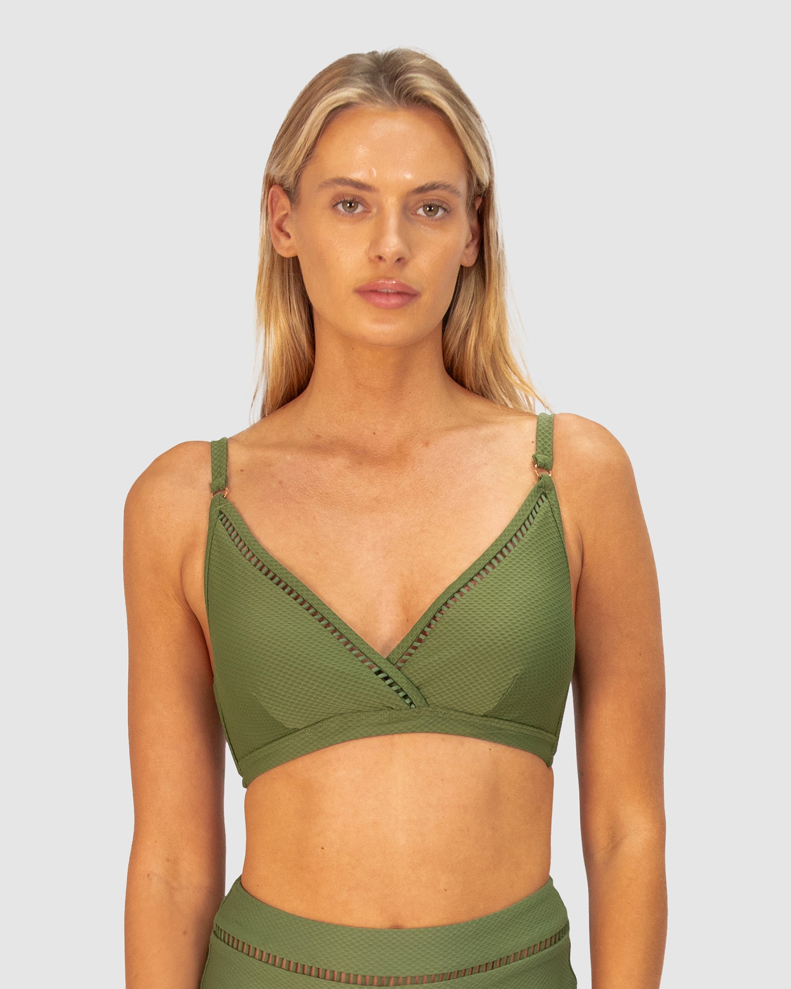 Rococco D-E Cup Ladder Lace Wrap Bikini Bra Top