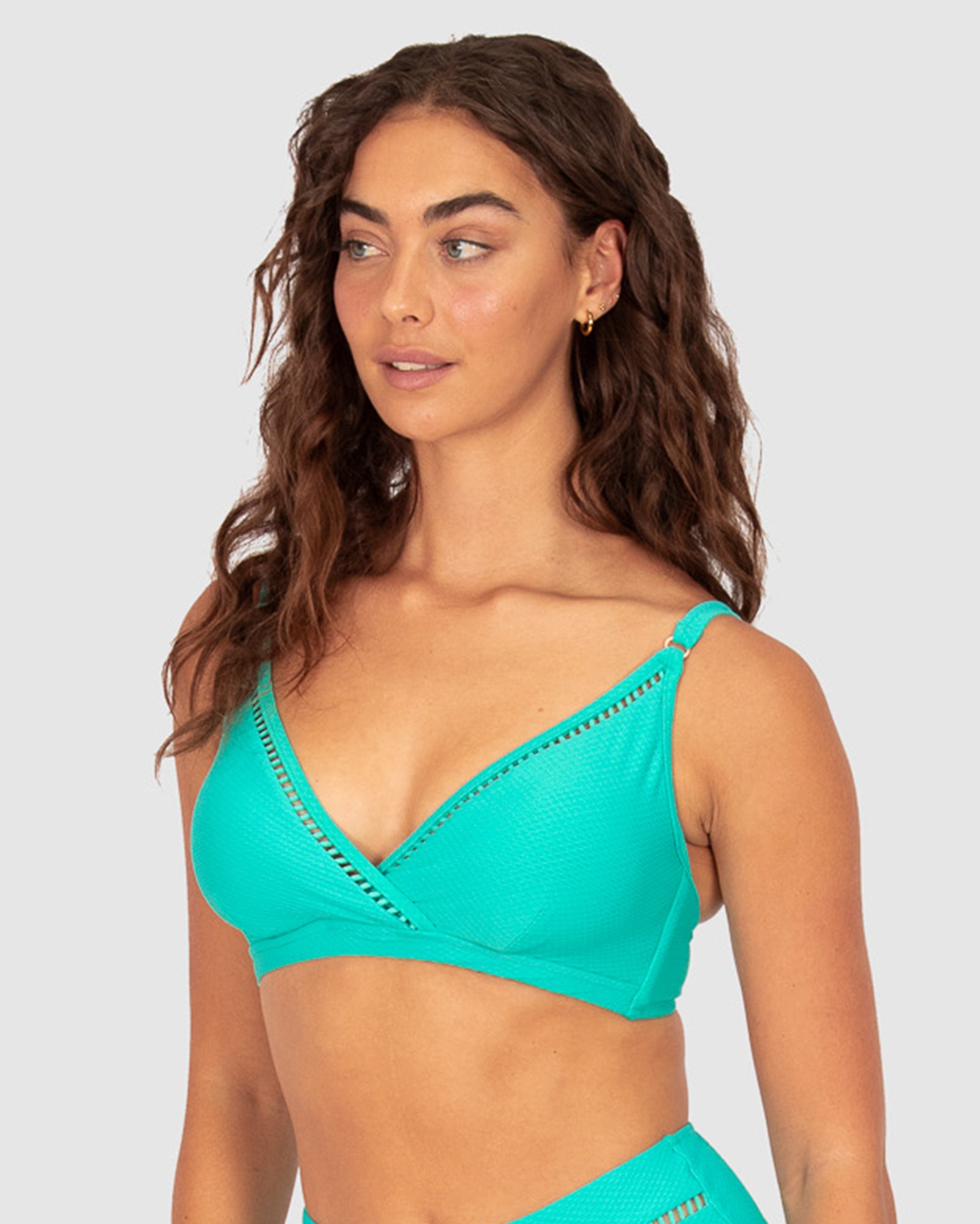 Rococco D-E Cup Ladder Lace Wrap Bikini Bra Top