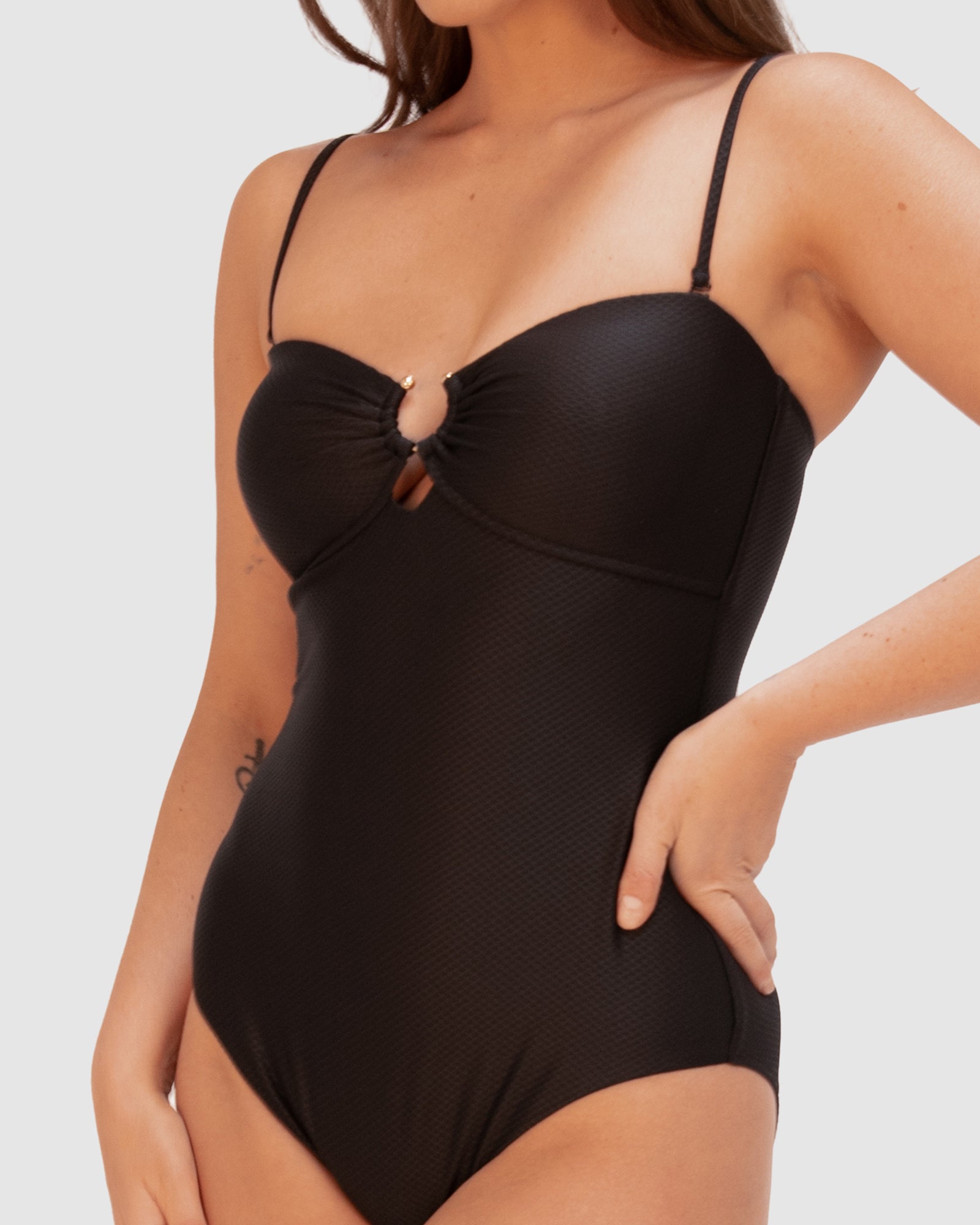 Rococco Luxe B-C Cup Trim Bandeau One Piece Swimsuit