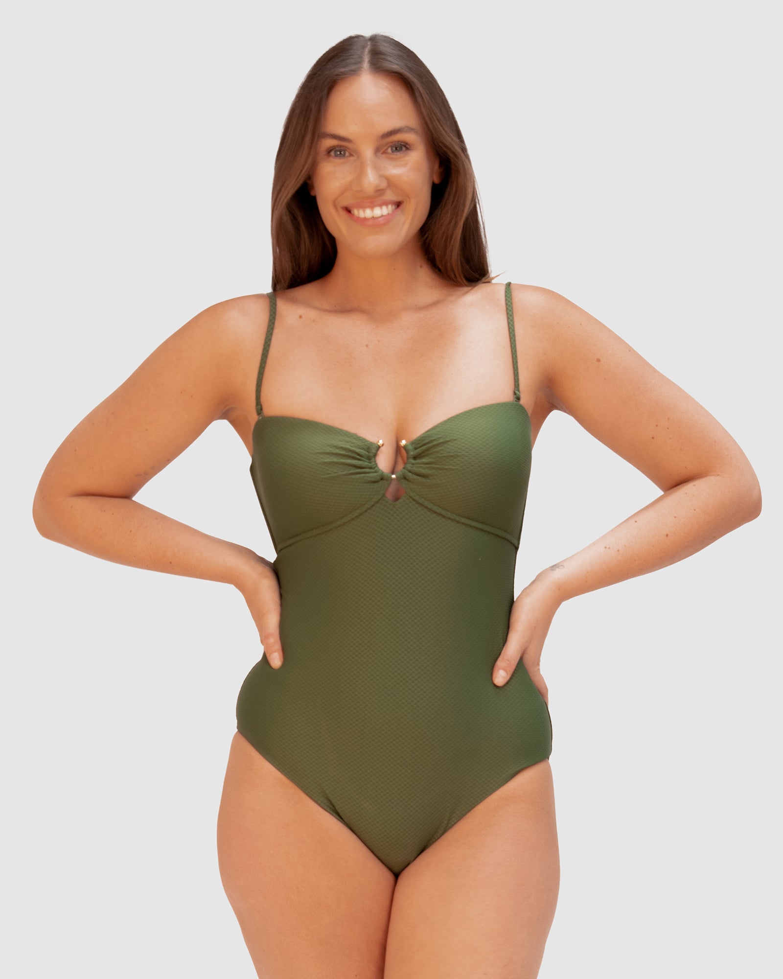 Rococco Luxe B C Cup Trim Bandeau One Piece Swimsuit Baku Swimwear