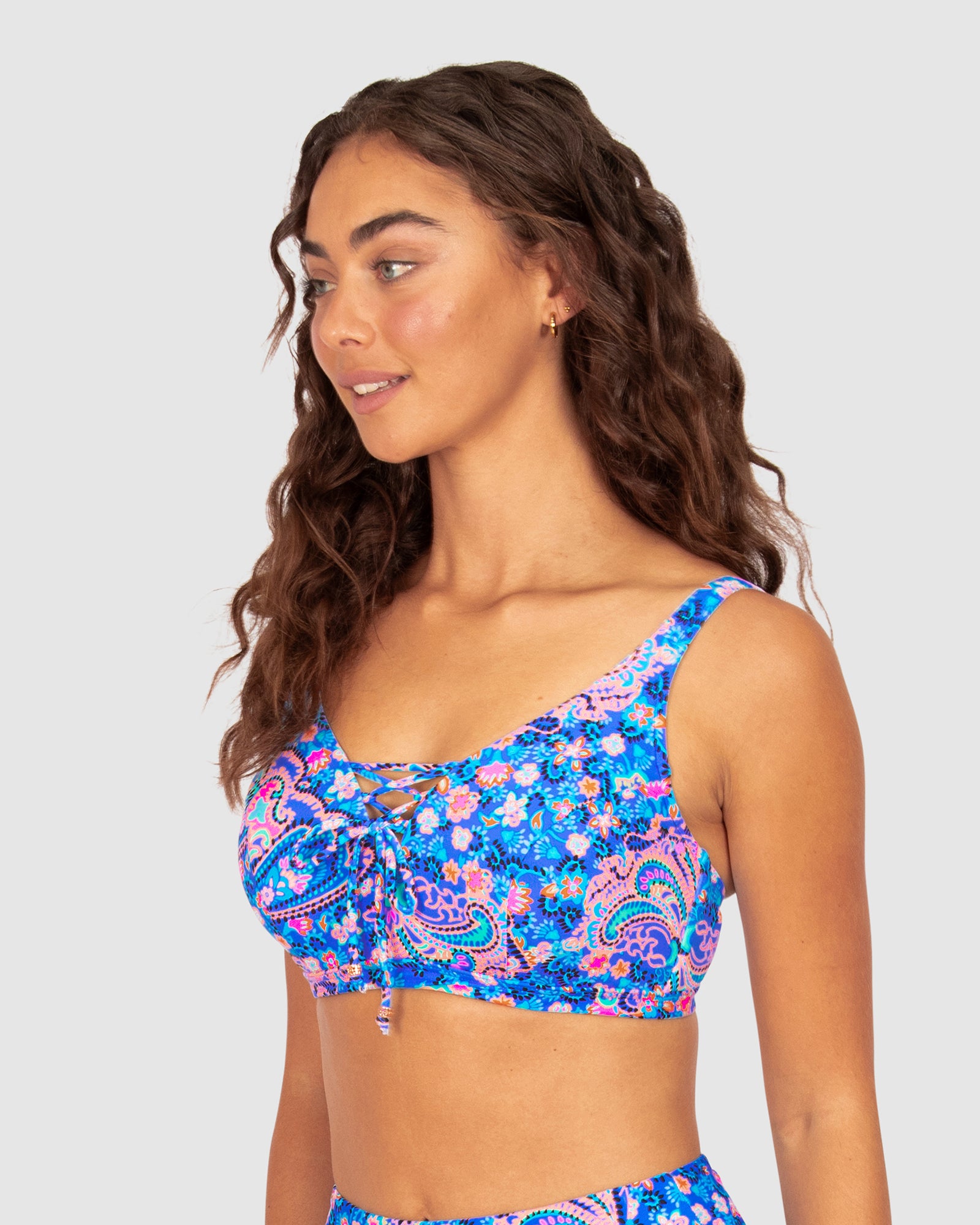 South Beach E-F-G Cup Lace Up Bikini Bra Top