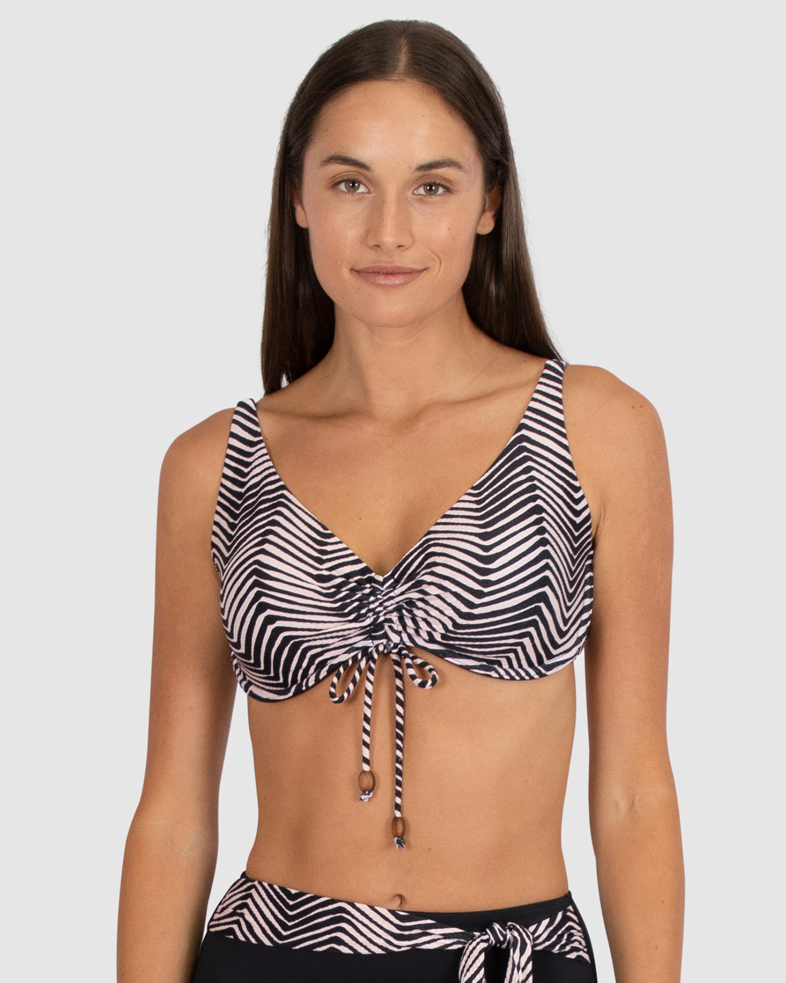 Black Abstract Print O-Ring Bralette Top