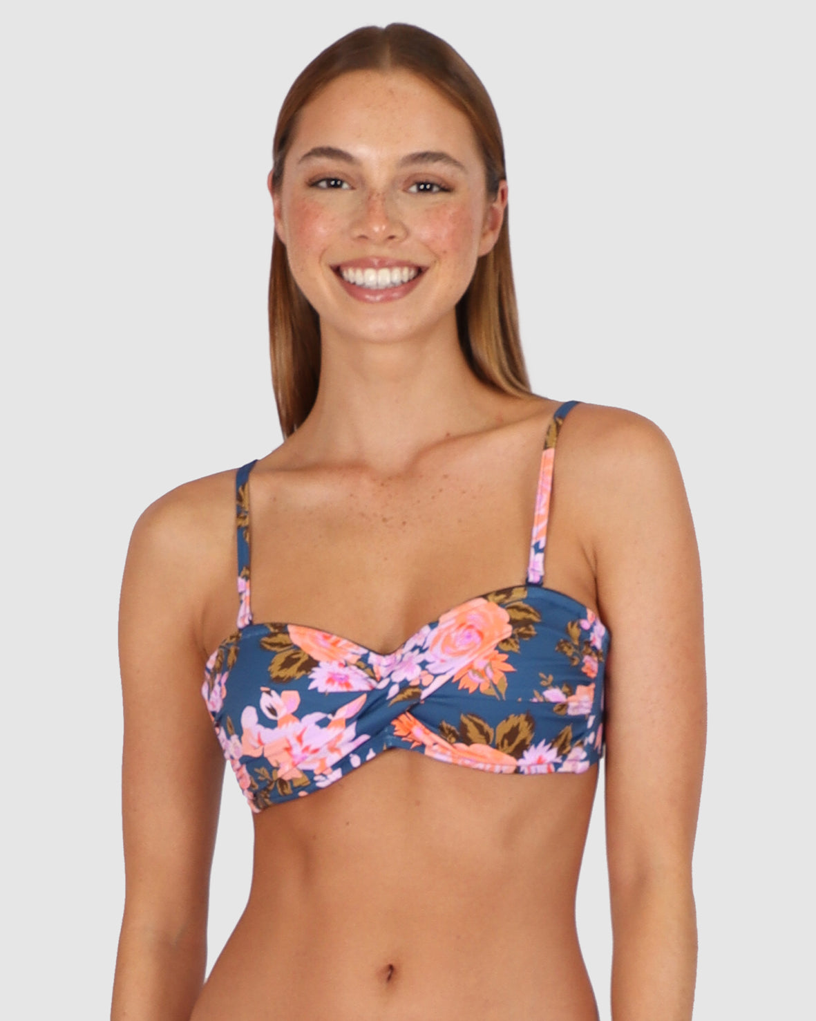 Wave floral check zip-up bralette, Dippin Daisys, Shop Bandeau Bikini  Tops Online