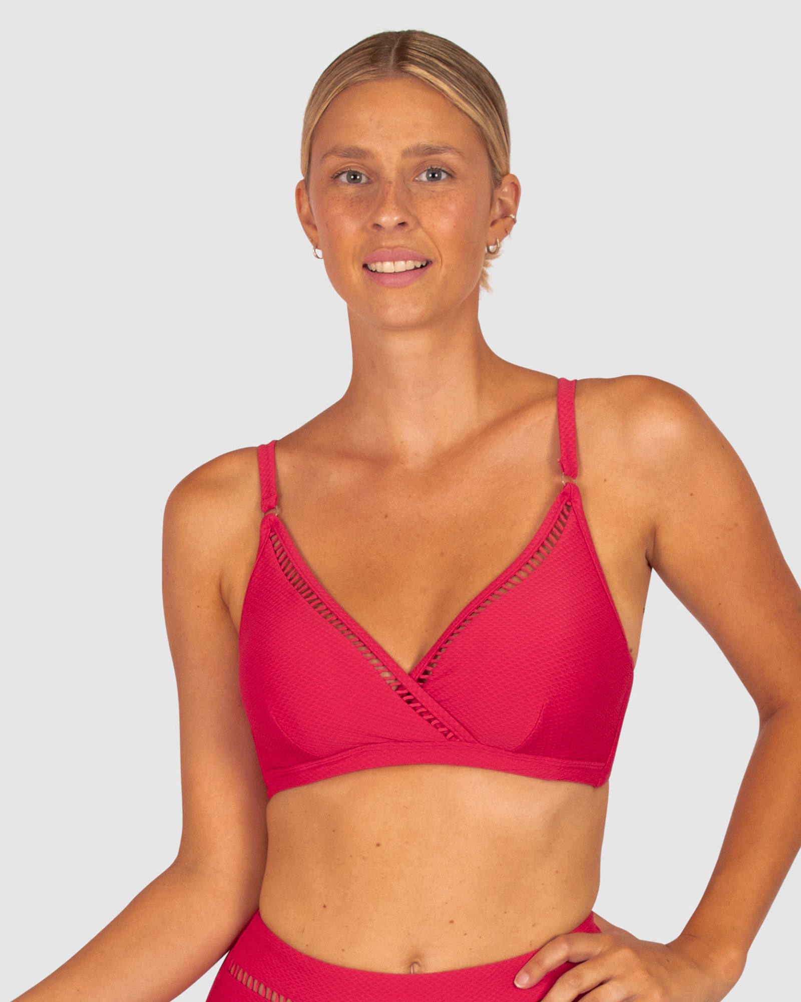 Rococco D-E Cup Ladder Lace Wrap Bikini Bra Top