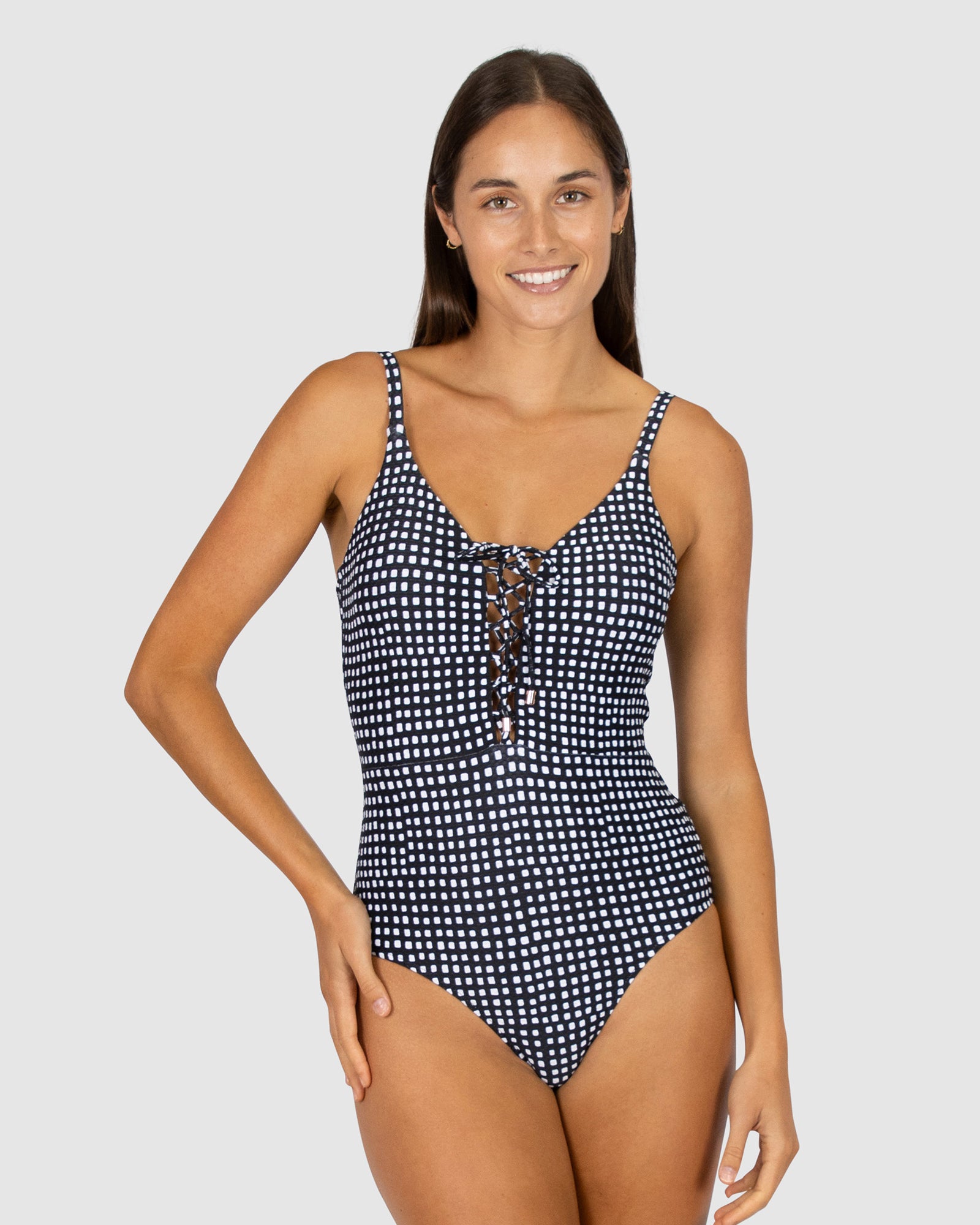 Picnic Point Lace Up One Piece Swimsuit