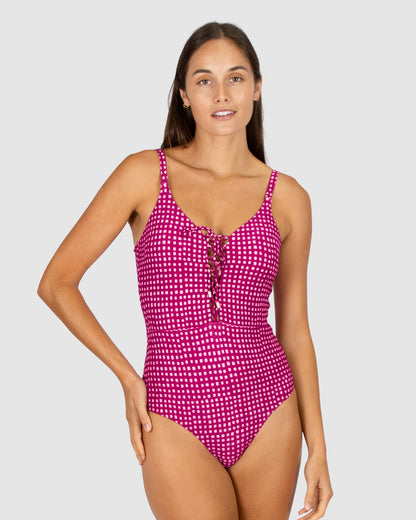 Picnic Point Lace Up One Piece Swimsuit