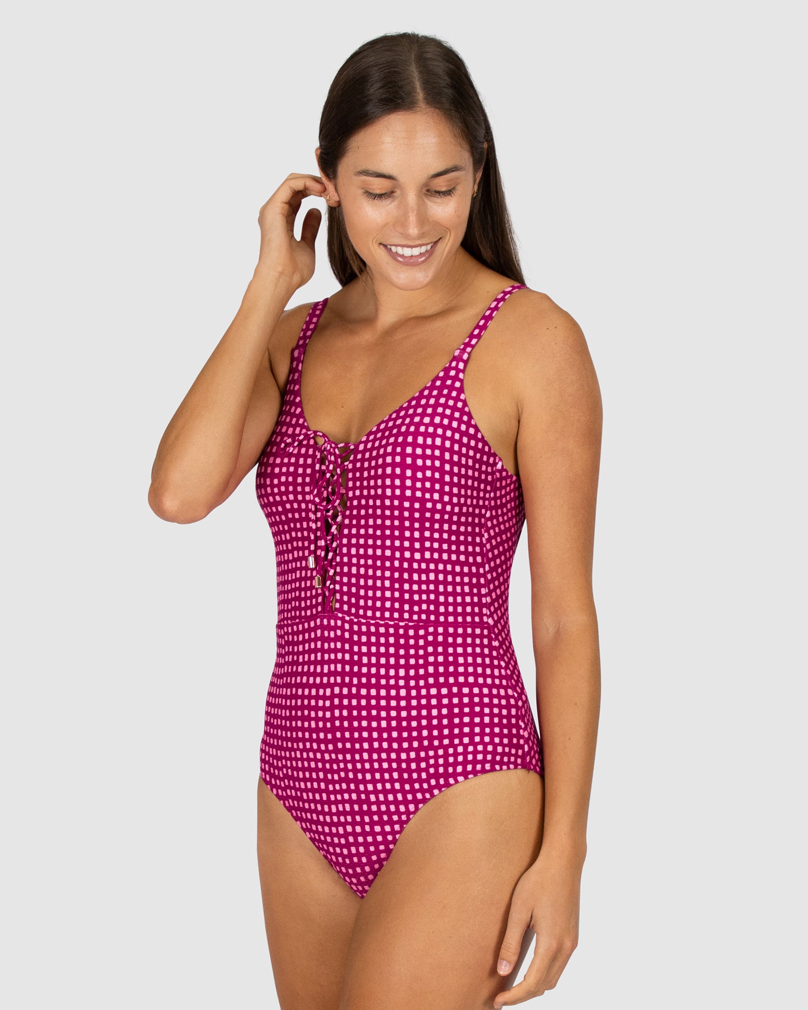 Picnic Point Lace Up One Piece Swimsuit