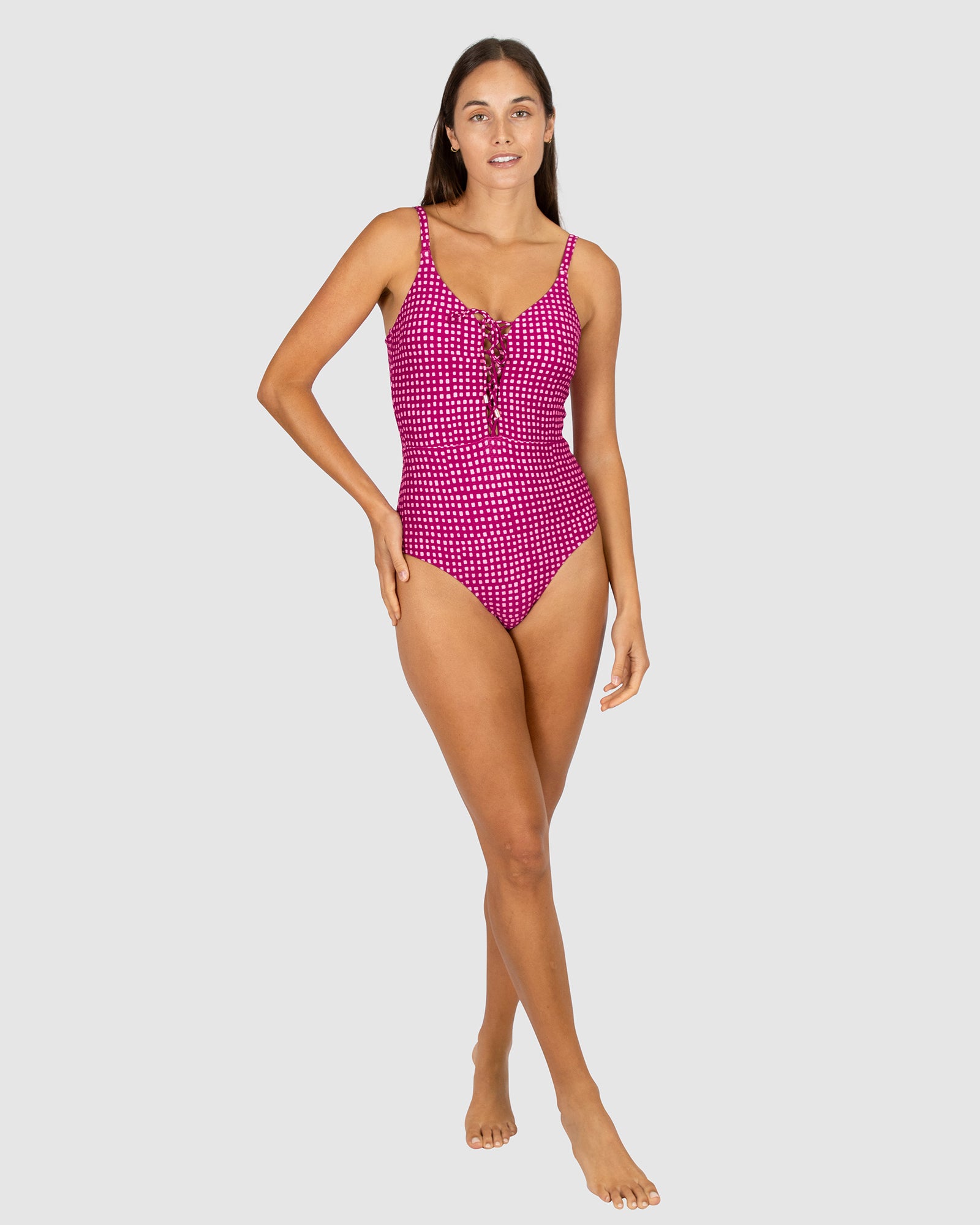 Picnic Point Lace Up One Piece Swimsuit