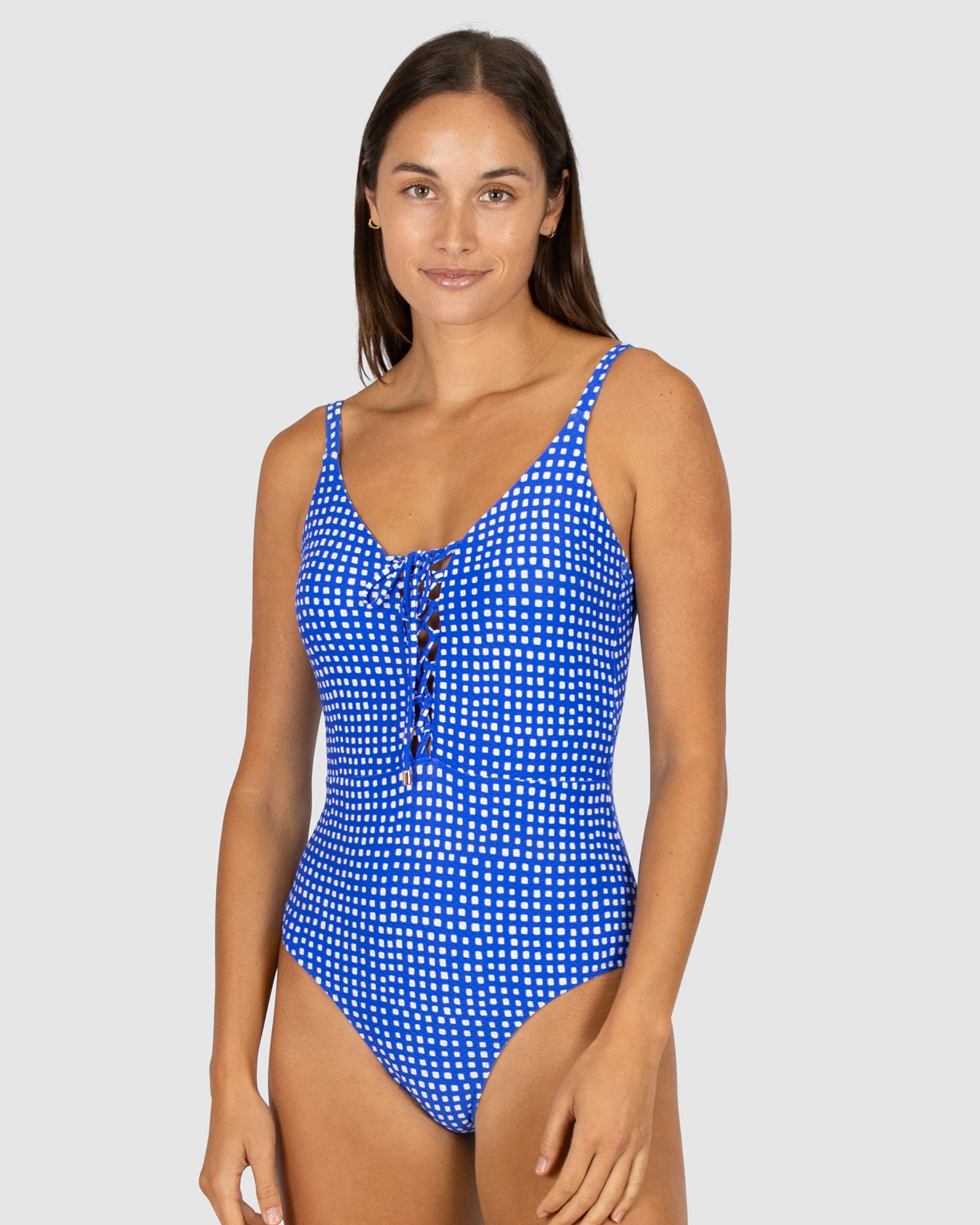 Picnic Point Lace Up One Piece Swimsuit