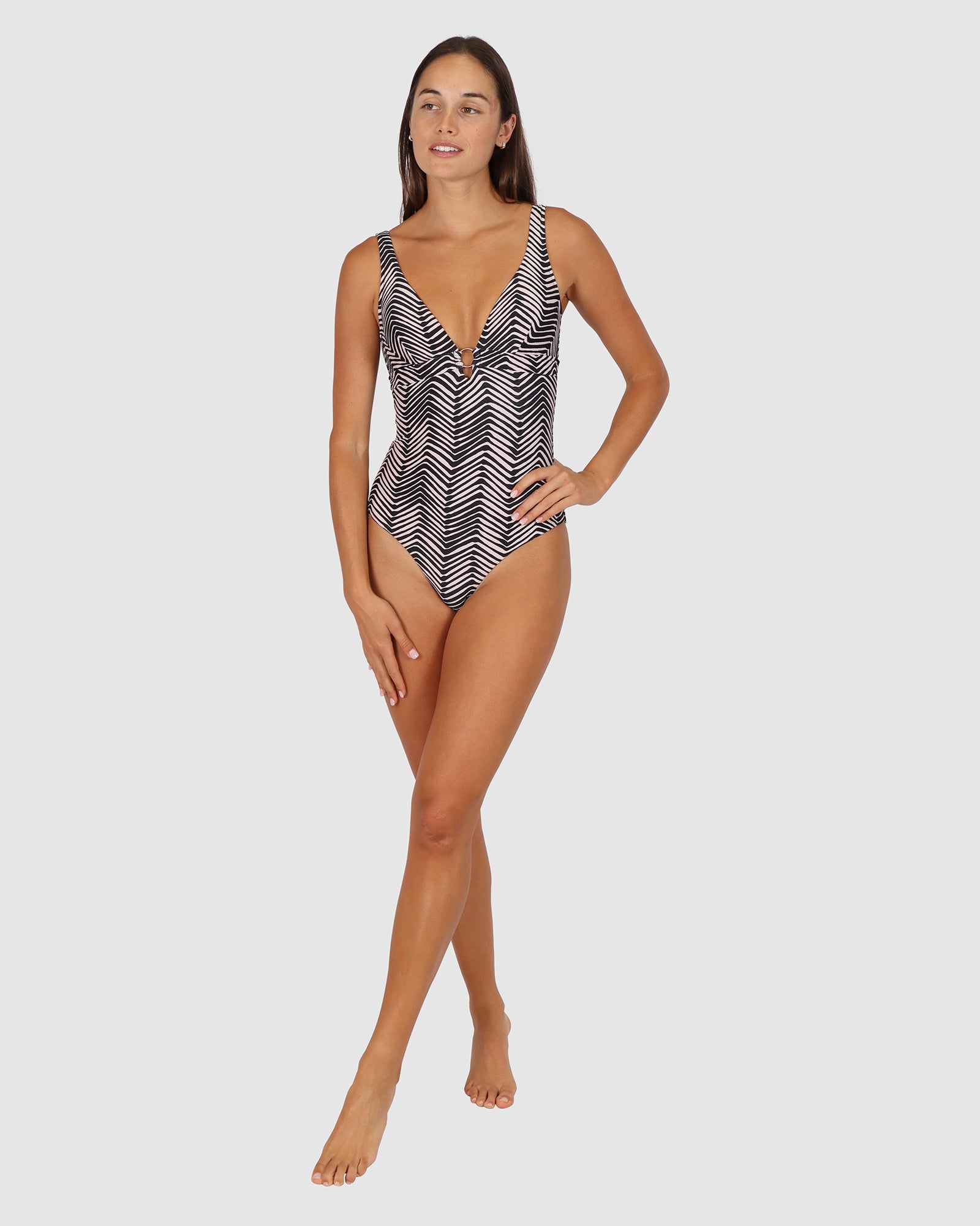 TIDAL WAVE LONGLINE RING FRONT SWIMSUIT