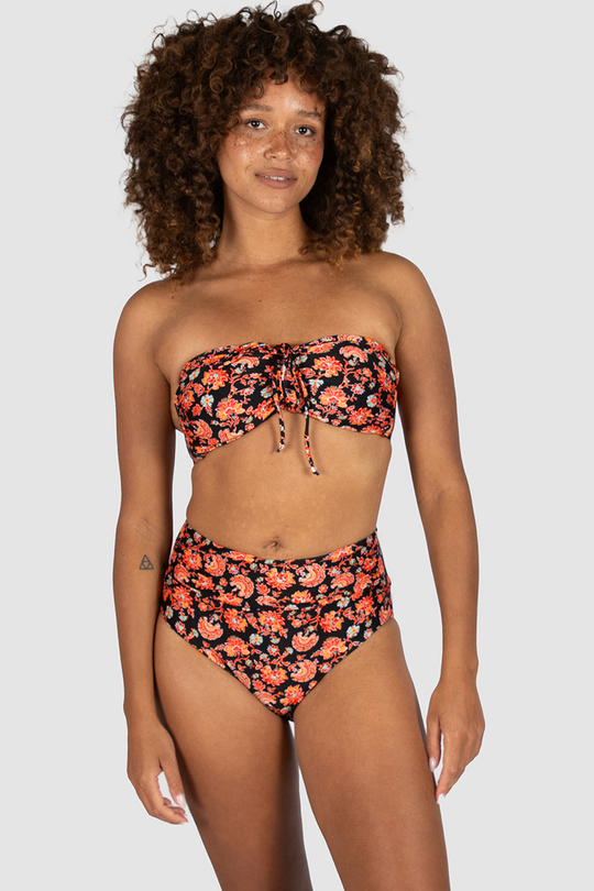 Flamenco Gathered High Waist Bikini Bottom