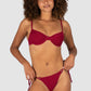 biza B–C Underwire Bra Bikini Top in scarlet crinkle fabric with underwire fit, removable moulded cups, convertible adjustable straps, and clip-back fastening from Australian swimwear brand Baku.