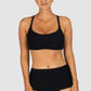biza E–F Cup Bralette Bikini Top in black crinkle fabric designed with boning support, inner lycra cup, soft removable cups, multiway adjustable straps, and clip-back fastening by Australian swimwear