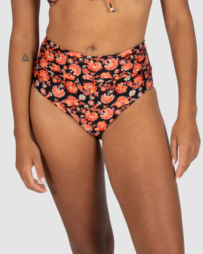 Flamenco Gathered High Waist Bikini Bottom