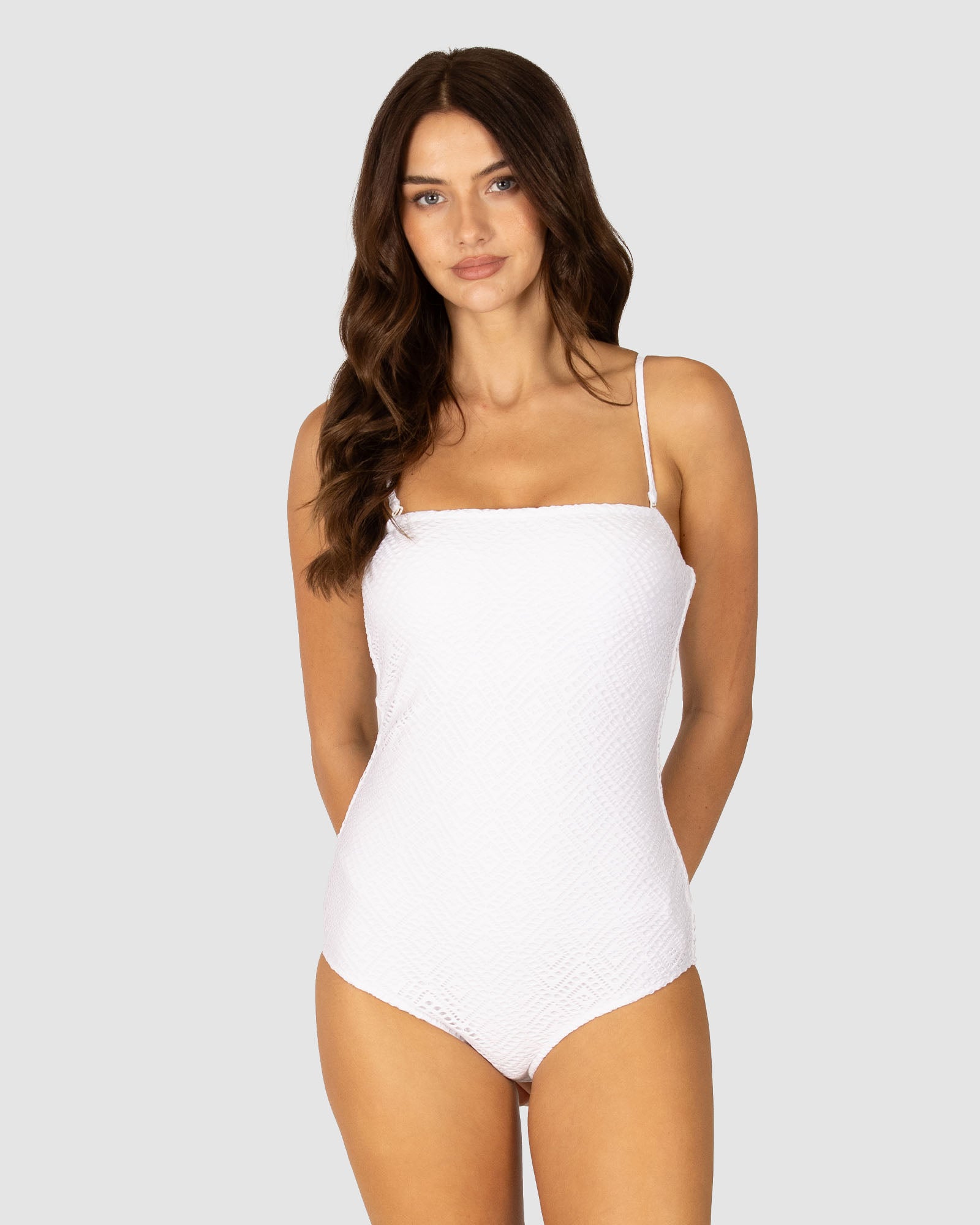 Crochet Cove C-D Bandeau One Piece Swimsuit