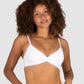 From Australian swimwear brand Baku, the Rococco Multifit Bralette Bikini Bra in White offers a crisp, minimal aesthetic with elegant structure. It features a twist front detail, soft removable cups, adjustable and convertible straps, and a secure clip back closure—all crafted from soft Spanish fabrication.