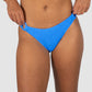 Ibiza Ring Side Hipster Bikini Bottom in blue crinkle fabric with side ring accent, dipped waistline, and regular fit coverage by Australian swimwear brand Baku.