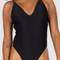 Baku Rococco deep V one piece swimsuit with cheeky coverage, soft removable cups, low back and cross-back detailing – sculpting solid fabrication