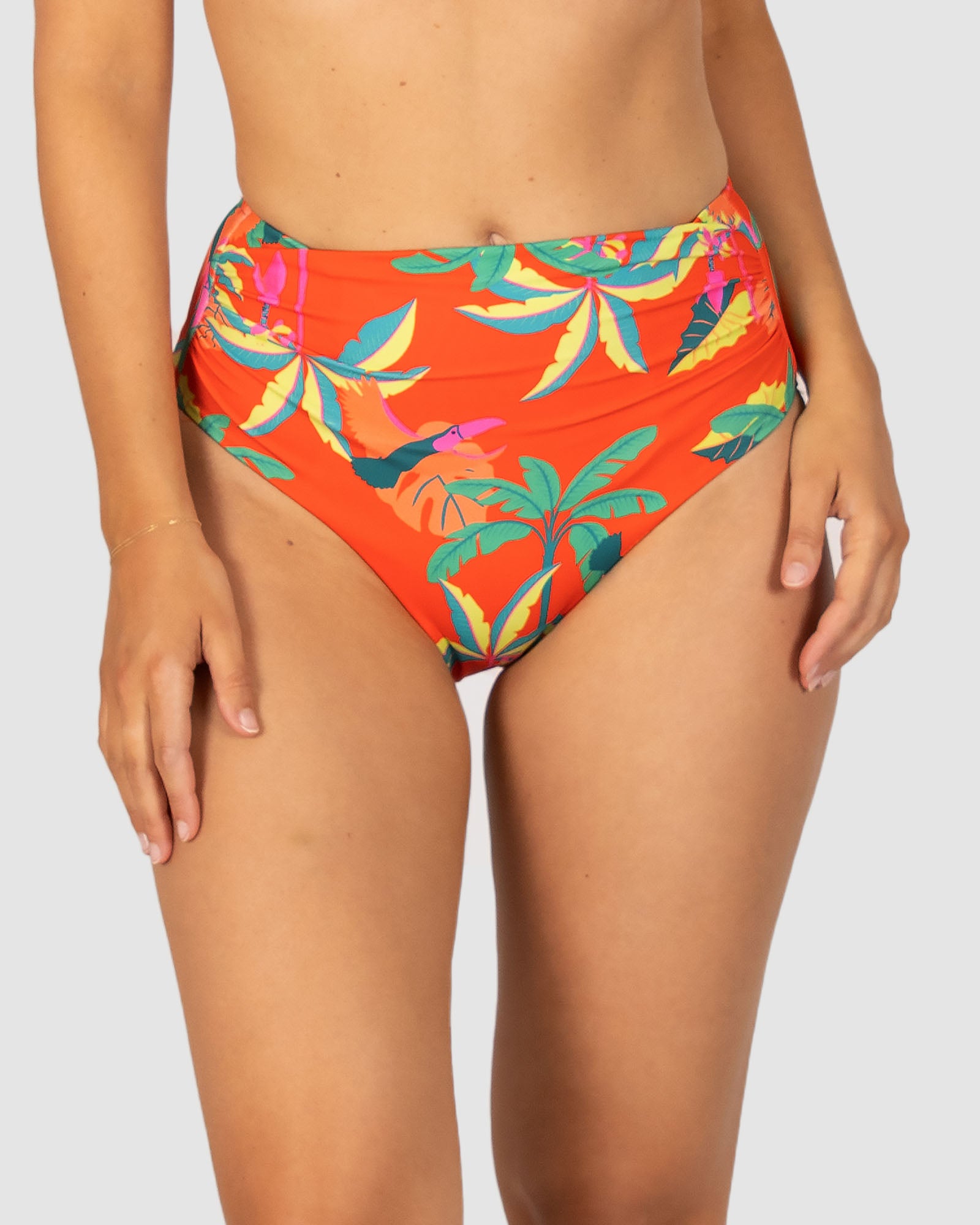 Rio Grande Gathered High Waist Bikini Bottom