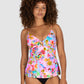 Baku Sardinia wrap tankini top with soft moulded cups, adjustable straps and multi A-D cup fit – tropical floral print, made in Australia