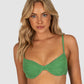 Ibiza B–C Underwire Bra Bikini Top in moss crinkle fabric offering underwire support, removable moulded cups, convertible straps, and clip-back closure from Australian swimwear brand Baku.