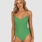 Ibiza Underwire Balconette One Piece in zest crinkle fabric with A–C cup underwire support, removable soft cups, adjustable straps, and clip-back keyhole closure from Australian swimwear brand Baku.