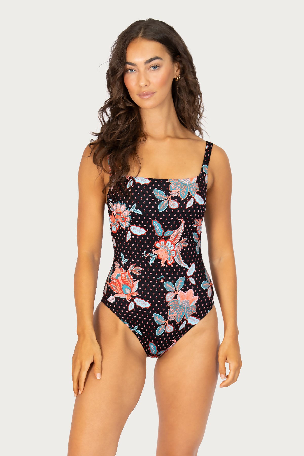 Spice Temple Square Neck One Piece Swimsuit