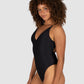 Baku Rococco deep V one piece swimsuit with cheeky coverage, soft removable cups, low back and cross-back detailing – sculpting solid fabrication