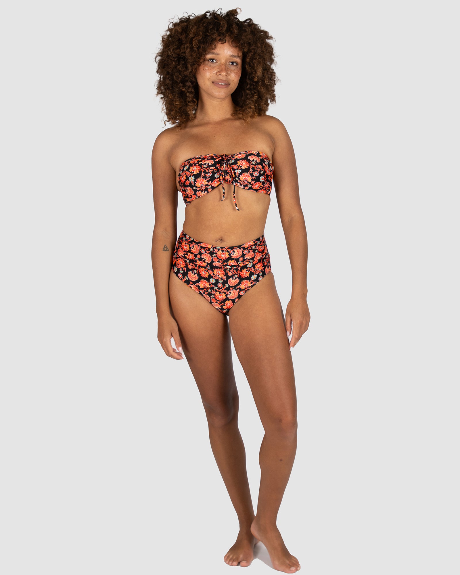 Flamenco Gathered High Waist Bikini Bottom