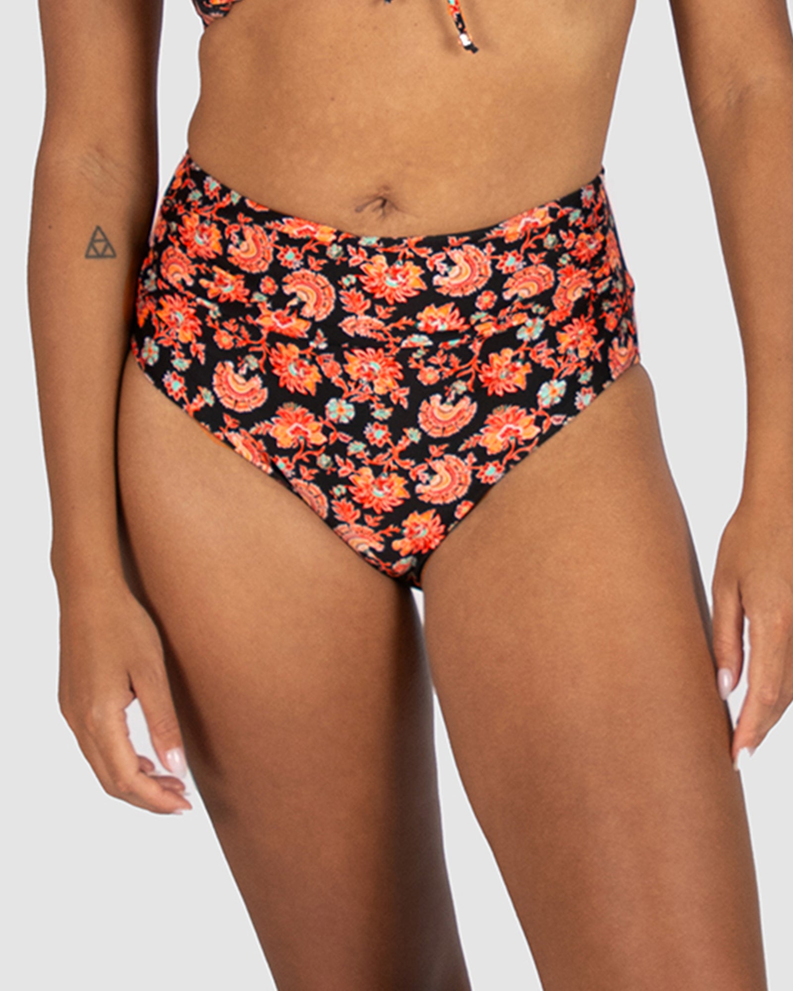 Flamenco Gathered High Waist Bikini Bottom