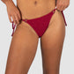 Ibiza Rio Tie Side Bikini Bottom in scarlet crinkle fabric with adjustable hip ties and cheeky rio-style back coverage from Australian swimwear brand Baku.