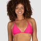 Baku's Rococco Slide Triangle Bikini Top in Dragonfruit – a hot pink triangle bikini with removable soft cups and adjustable tie straps. Made from soft Spanish textured fabric. Baku is an Australian swimwear brand.