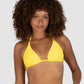 Baku's Rococco Slide Triangle Bikini Top in Sunshine – a vibrant yellow bikini with removable soft cups and adjustable tie straps. Made from buttery-soft Spanish textured fabric. Baku is an Australian swimwear brand.