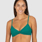 In Jungle, a bold tropical green, the Rococco Multifit Bralette Bikini Bra by Baku delivers sculpted support and fresh colour. Crafted from premium Spanish textural fabrication, it includes a twist detail, removable cups, and convertible straps for personalised comfort and fit.