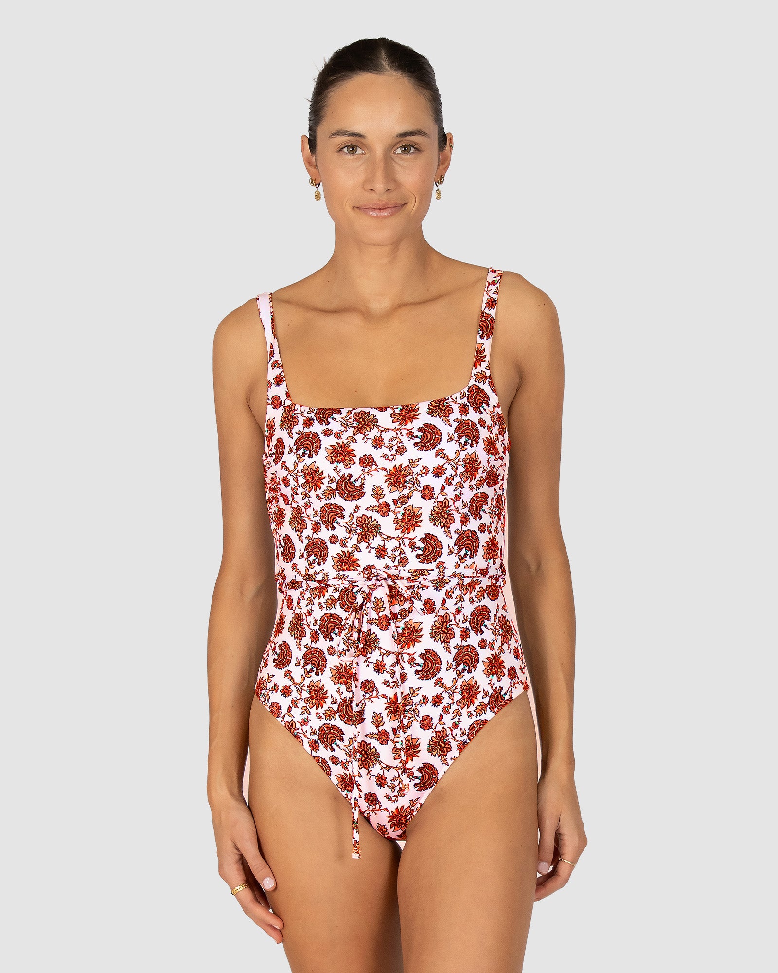 Flamenco Square Neck One Piece Swimsuit