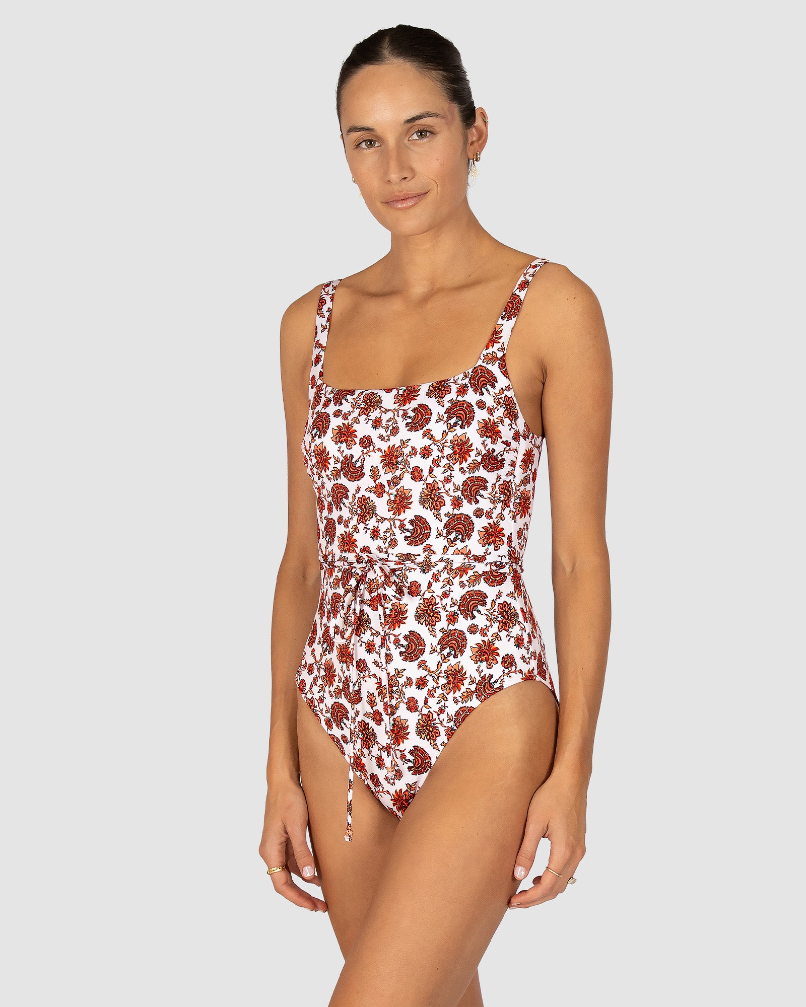 Flamenco Square Neck One Piece Swimsuit
