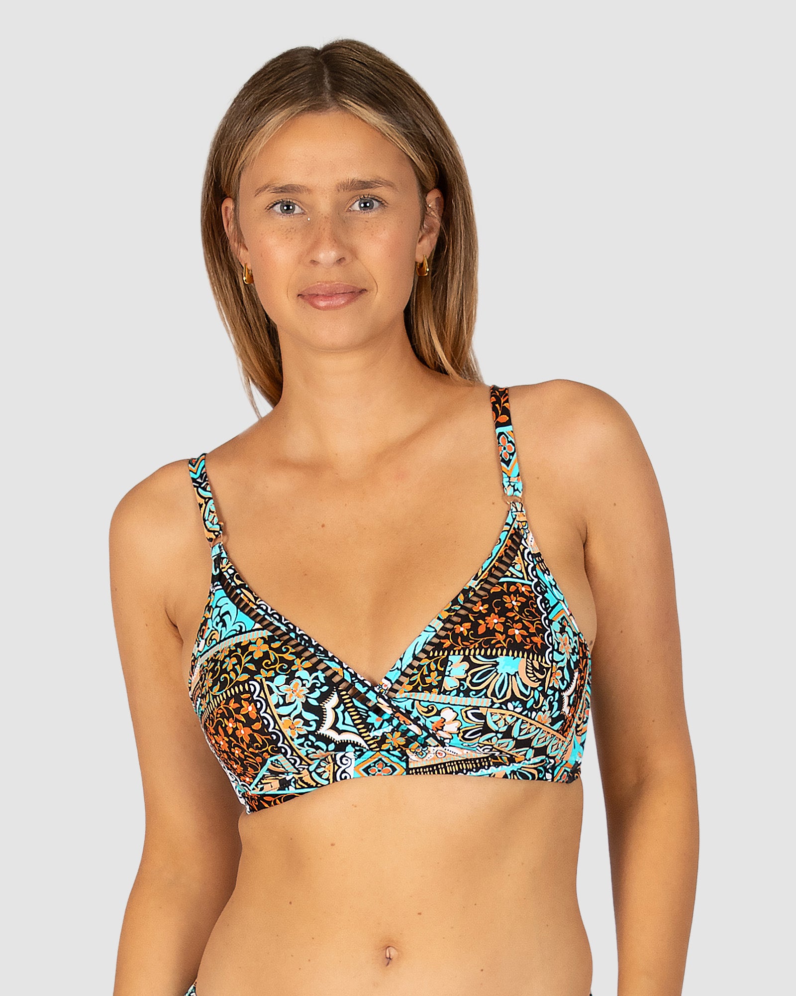 Tulum D-E Cup Ladder Lace Wrap Bikini Bra Top