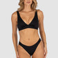 Baku is an Australian swimwear brand. Core Longline Bikini Bra Top front view, longline bikini top with scoop neckline, removable soft cups and underbust band support.