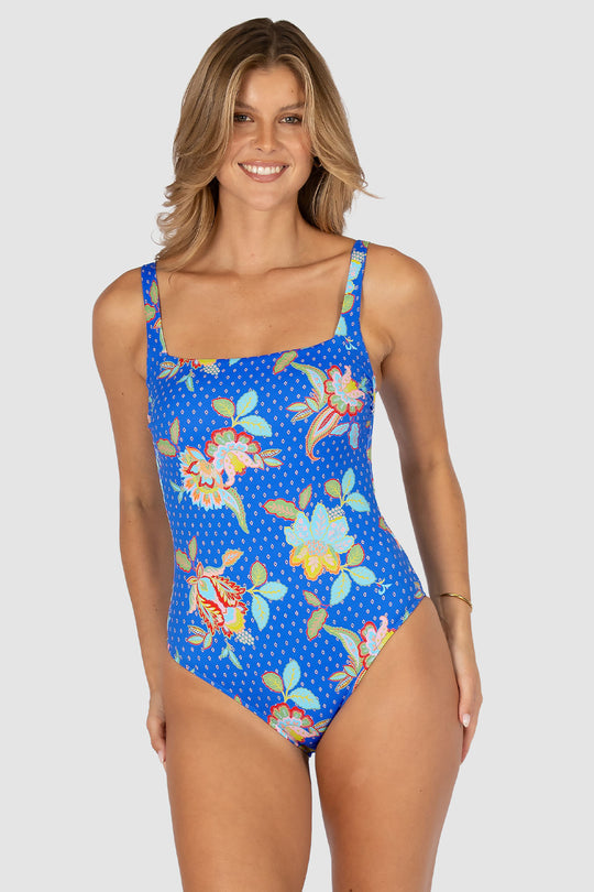 Spice Temple Square Neck One Piece Swimsuit