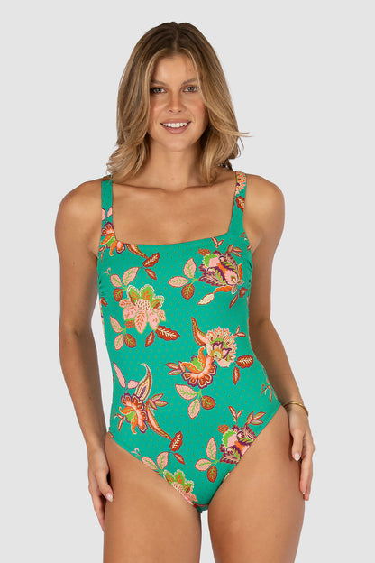 Spice Temple Square Neck One Piece Swimsuit