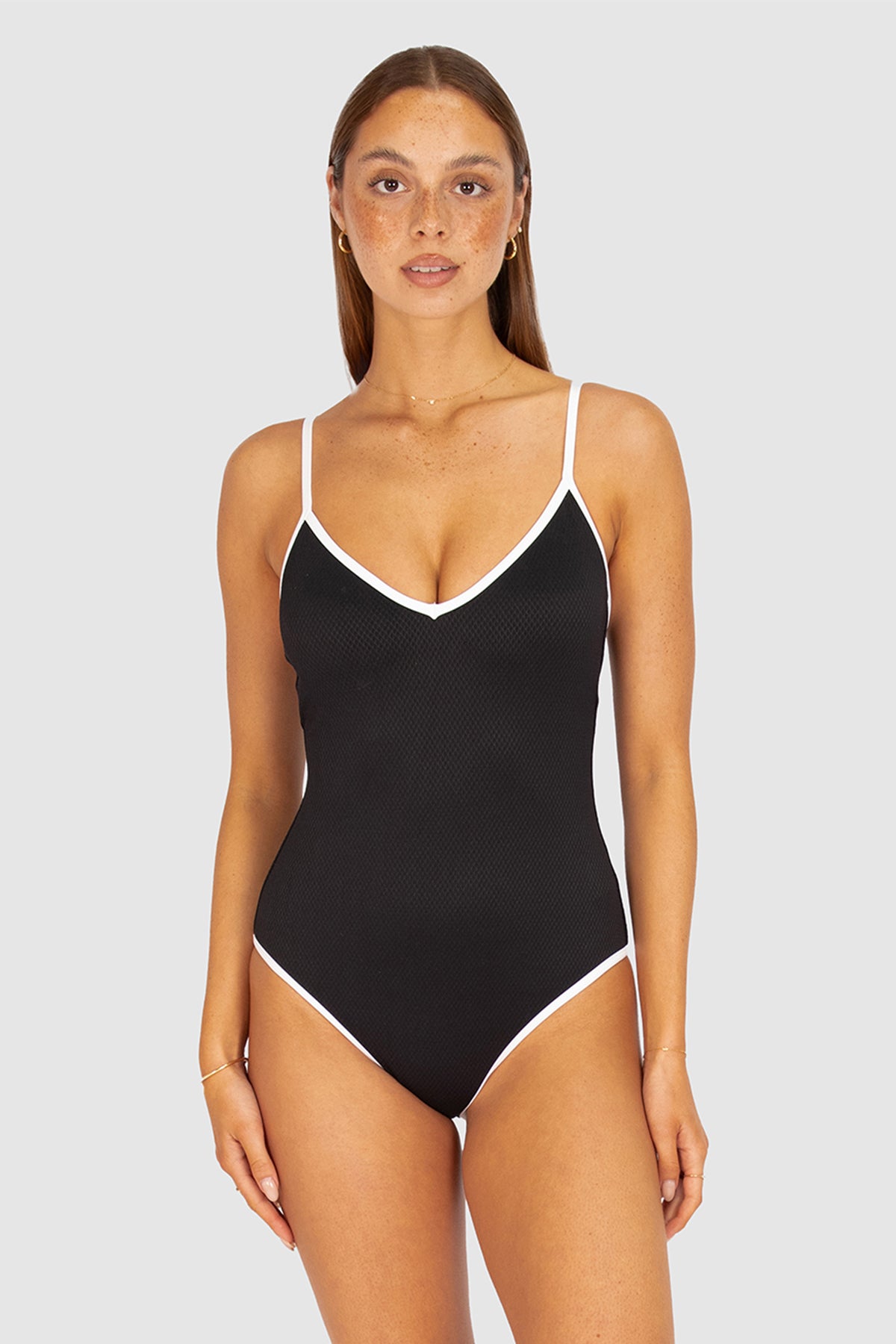 Rococco B/C Cup V Neck Bound One piece Swimsuit