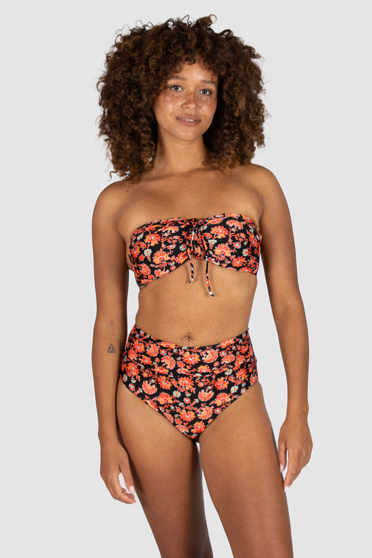 Flamenco Gathered High Waist Bikini Bottom